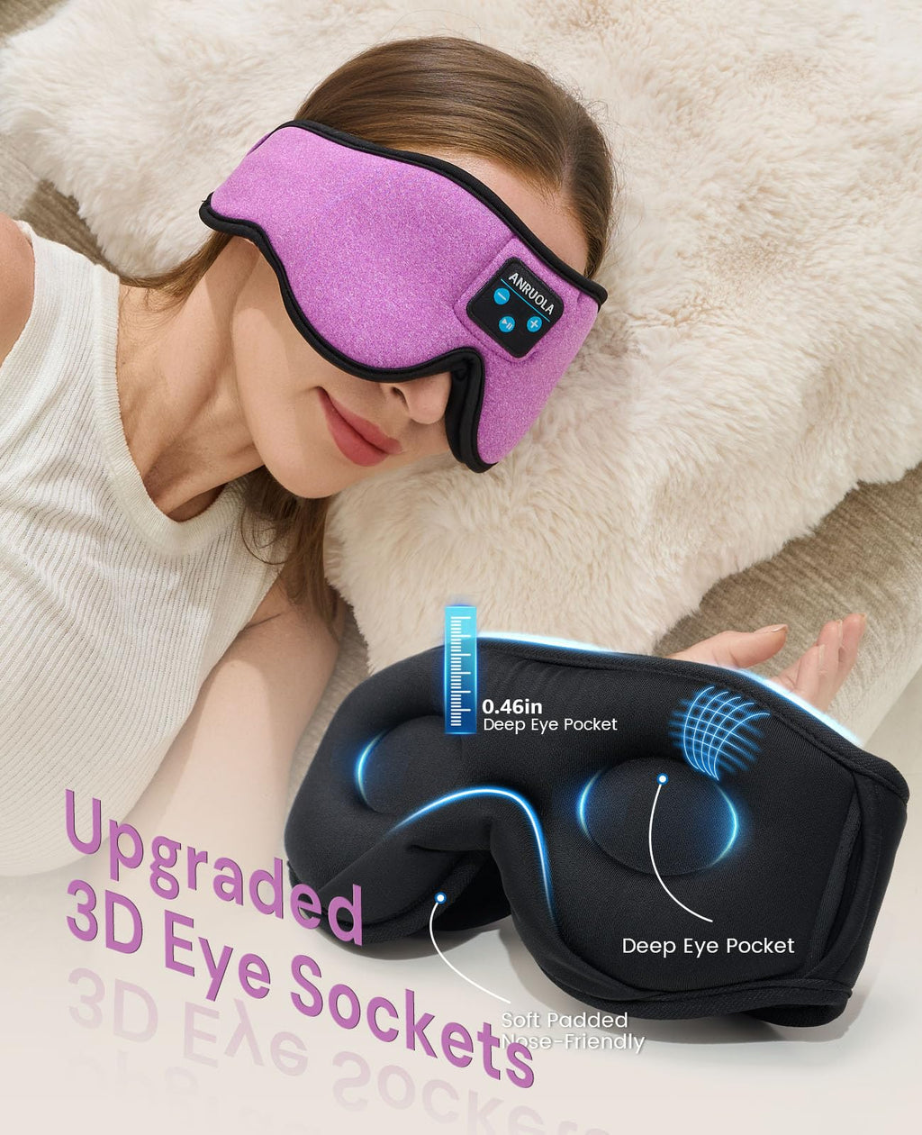 Bluetooth Sleep Mask with Blackout Eye Mask Q2821