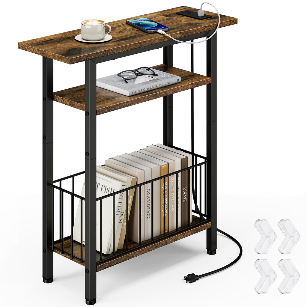 Narrow 3-Tier Side Table with Charging Station G57489
