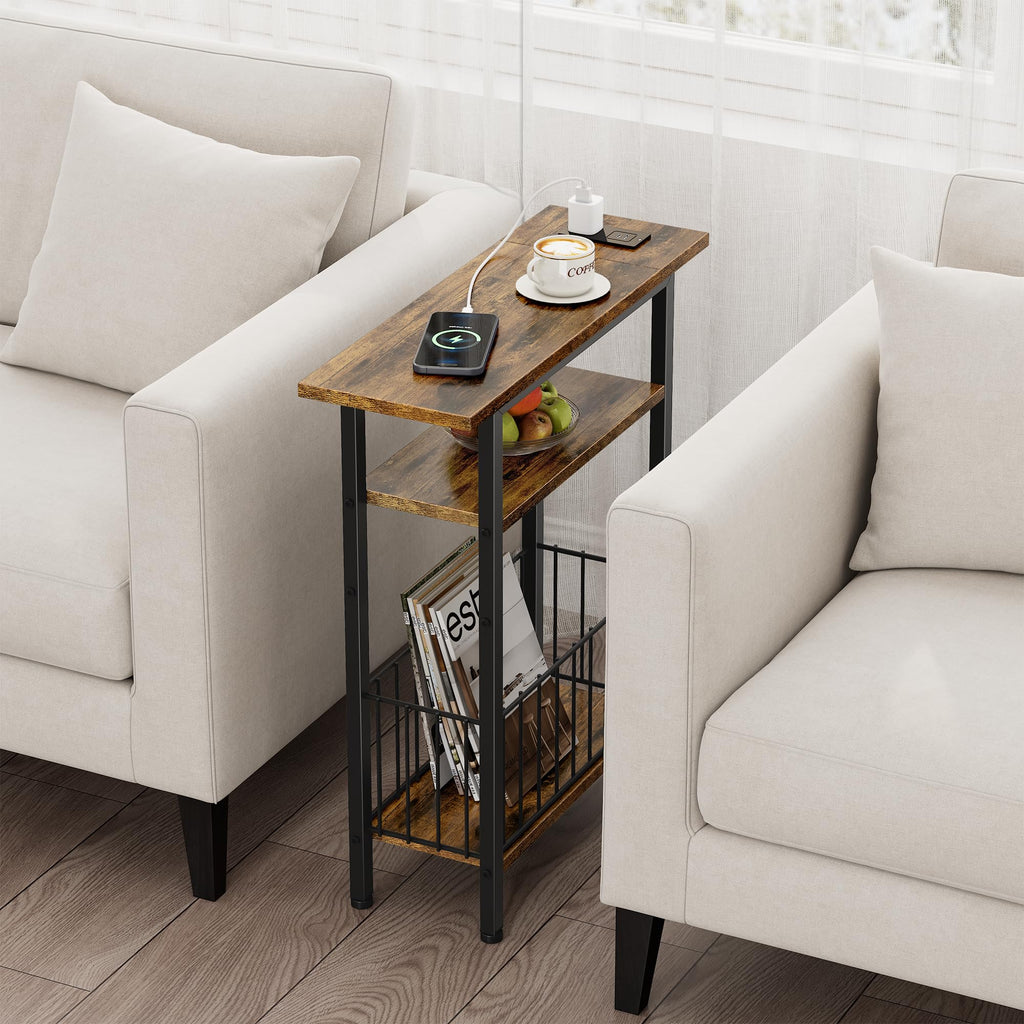 Narrow 3-Tier Side Table with Charging Station G57489