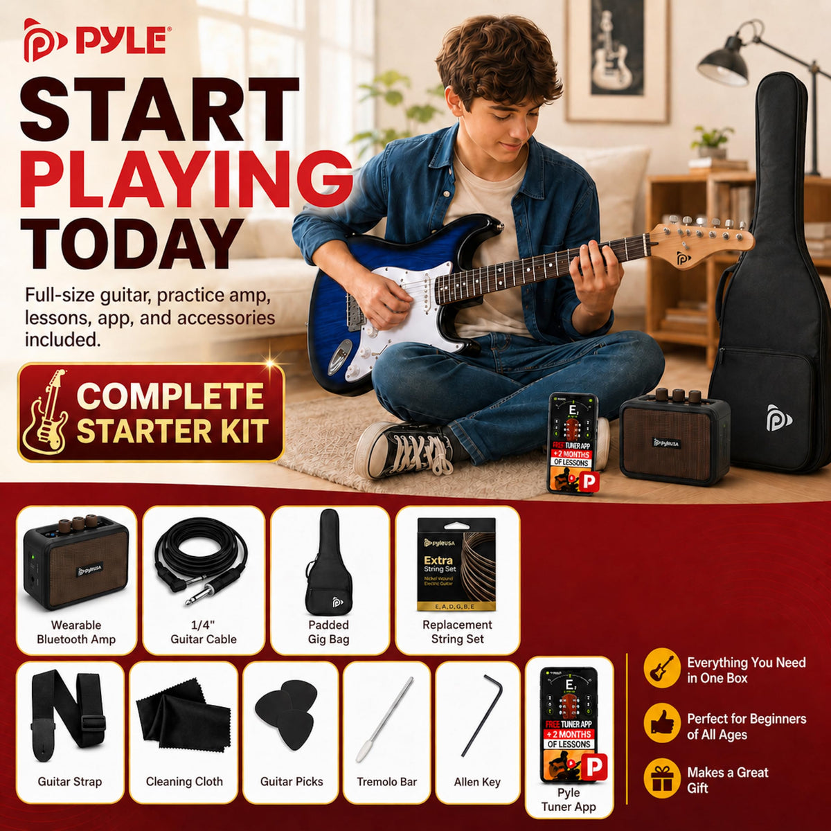 Blue Burst Electric Guitar and Amp Kit R1918
