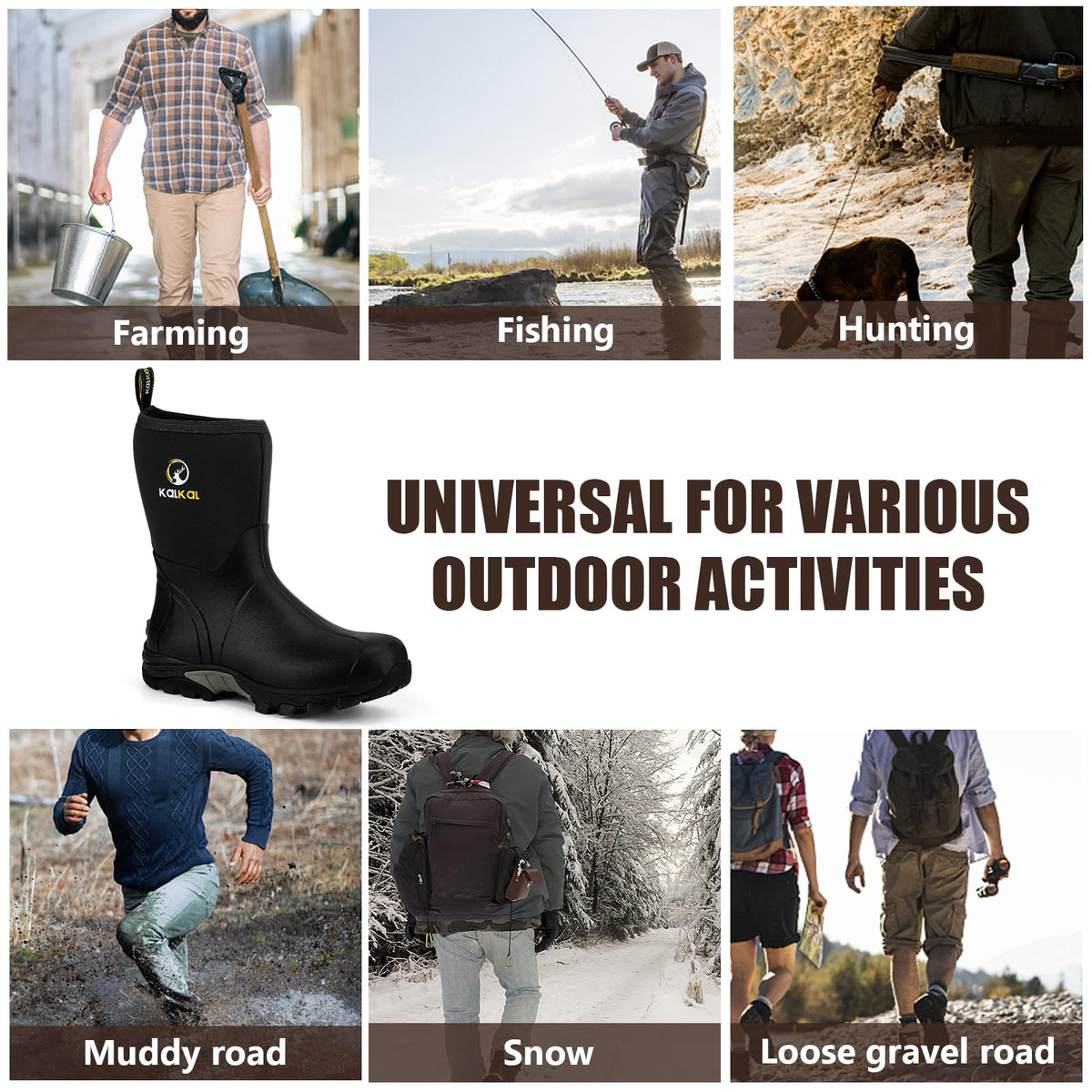Waterproof Insulated Mid Calf Rubber Boots O790