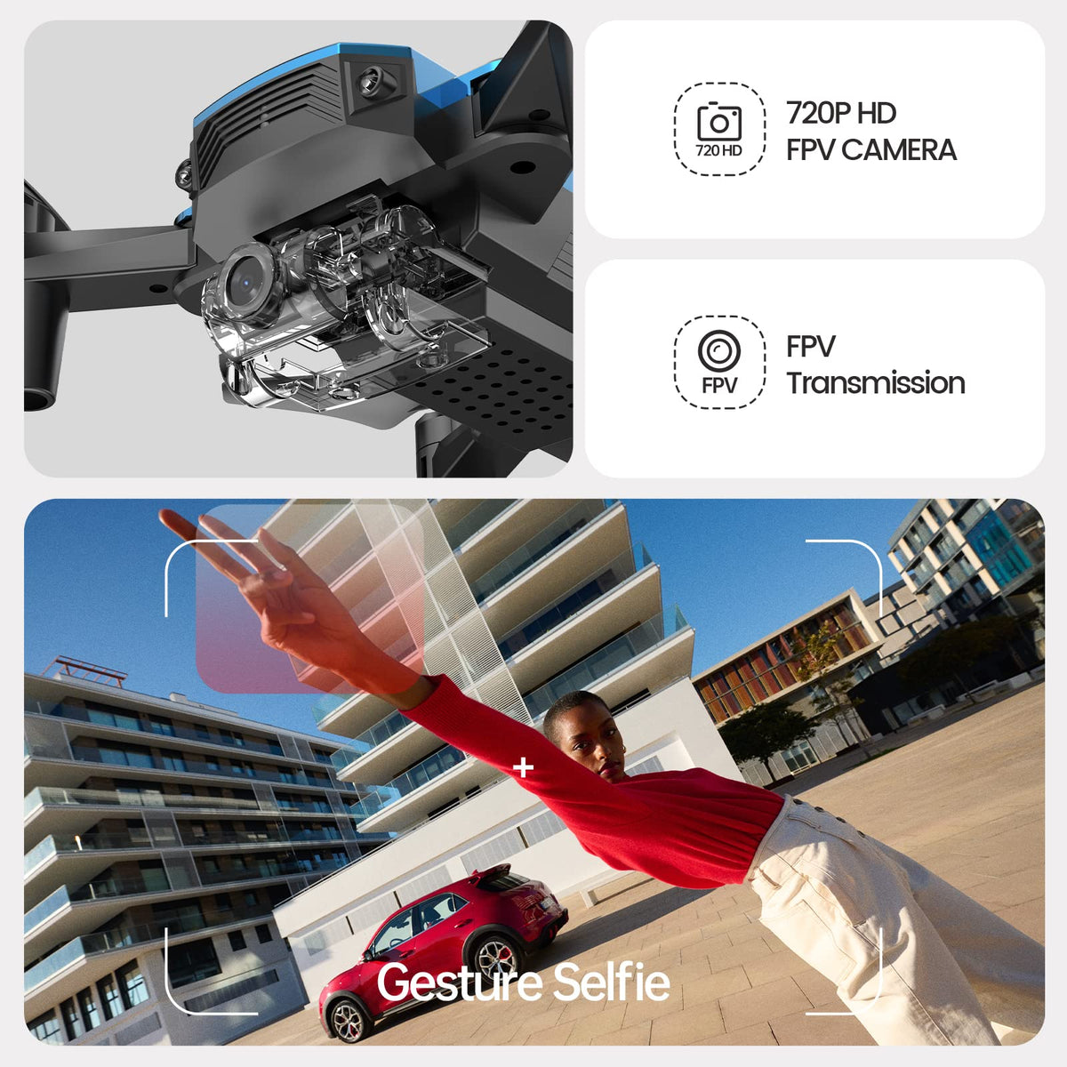 Mini Drone with 720P HD Camera Blue H414