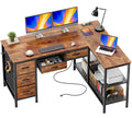 47 Inch L Shaped Desk with Power Outlets T810938