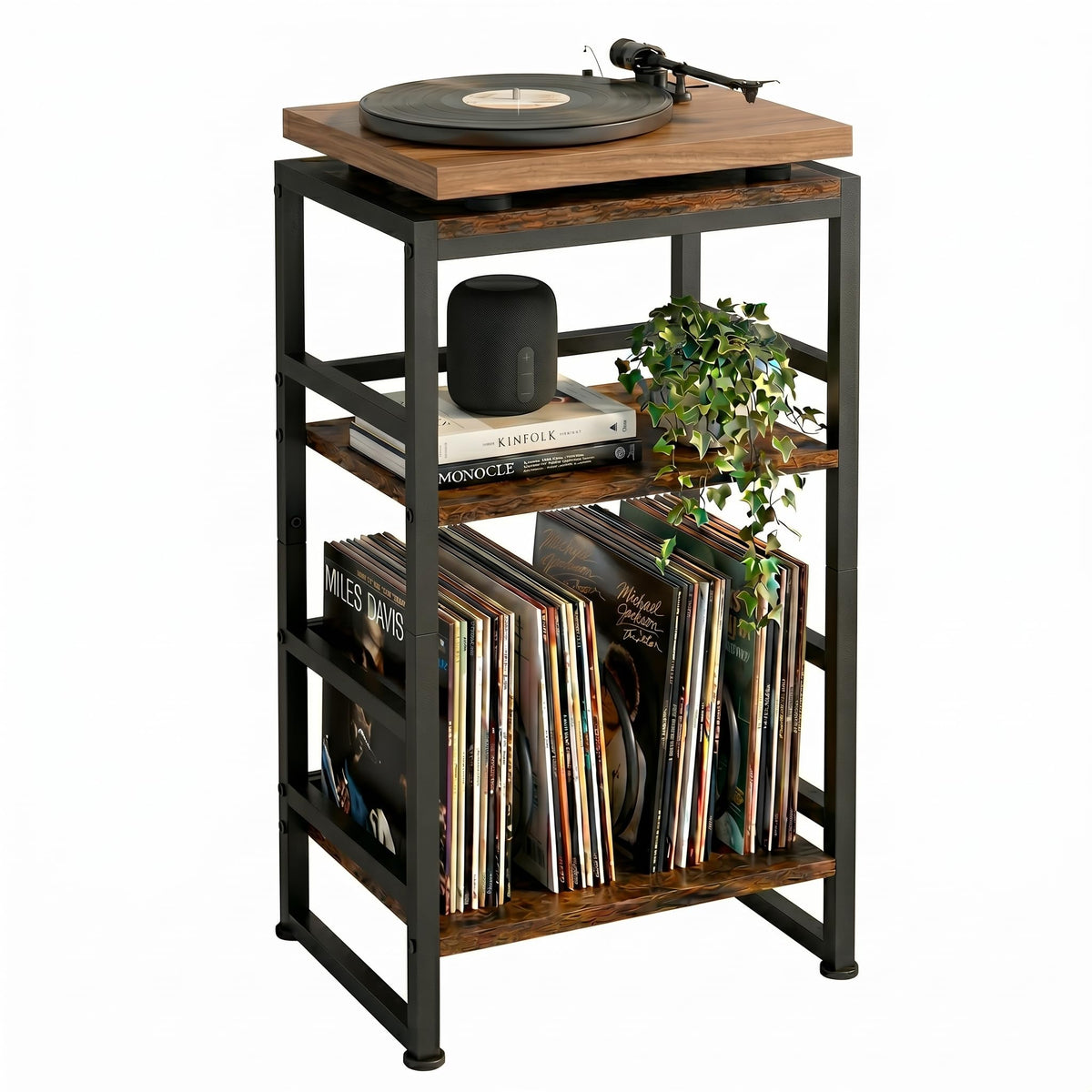 3-Tier Record Player Stand with Storage A8046