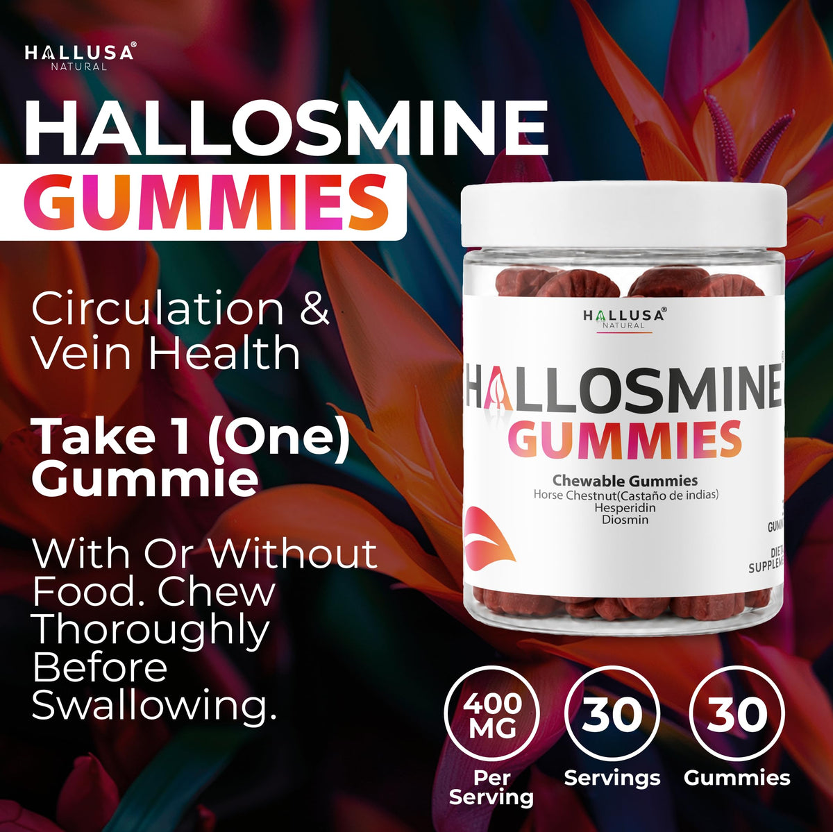 60 Chews 400mg Diosmin Hesperidin & Horse Chestnut Gummies M21650