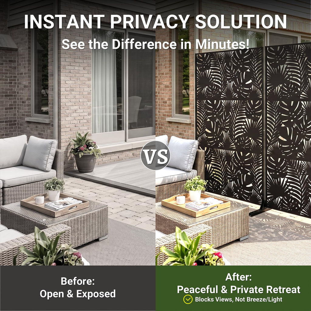 72in Laser Cut Steel Privacy Screen C886