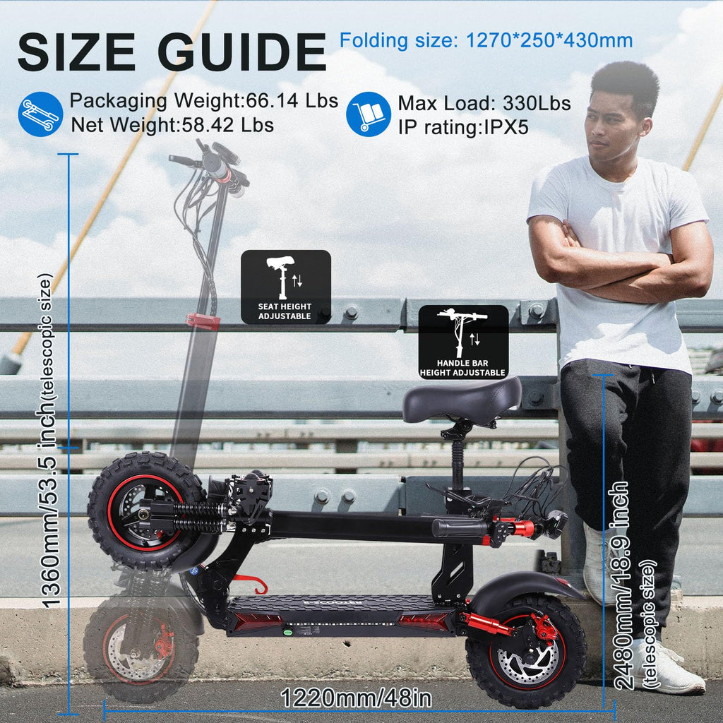 1200W 37 Mile Range 34MPH Foldable Electric Scooter with Seat Y11781