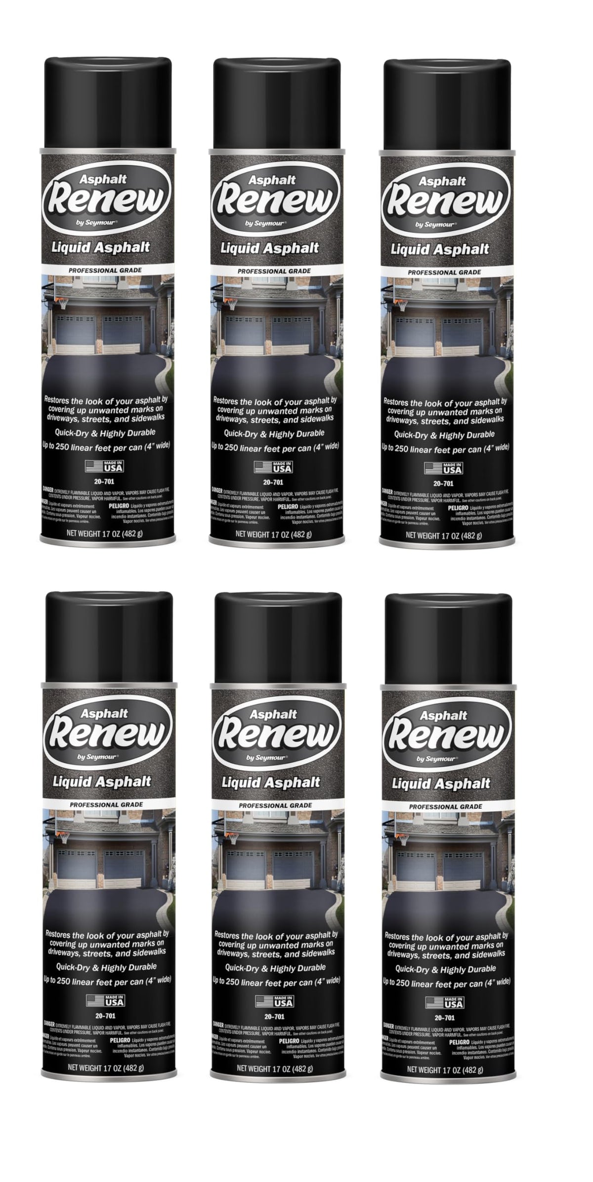 Jet Black Asphalt Renew Spray Paint 6 Pack 17 oz W7458
