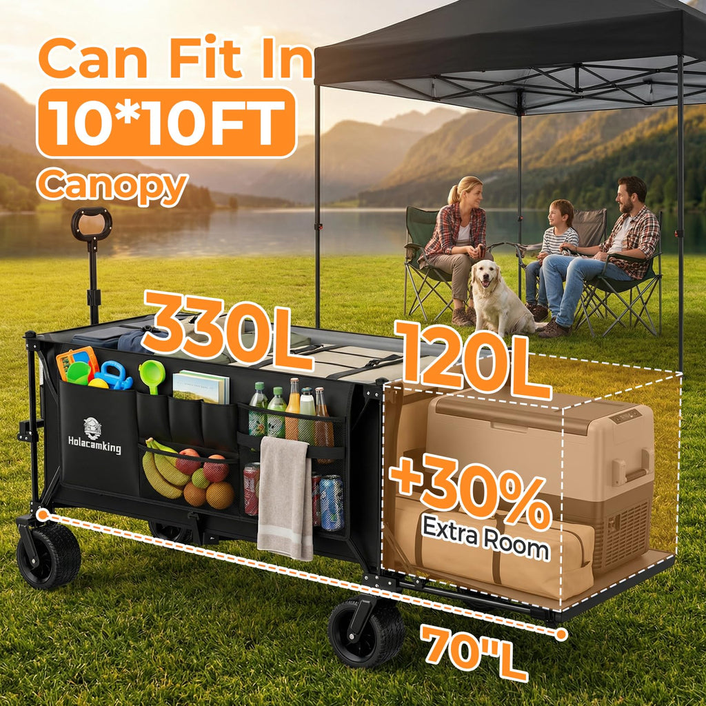 70”L Collapsible Wagon Cart with Big Wheels, Black J901