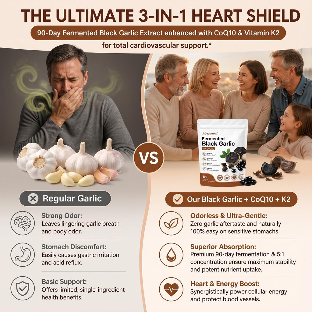 Black Aged Garlic Extract with CoQ10 Ubiquinol & Vitamin K2, 300 Softgels N862573