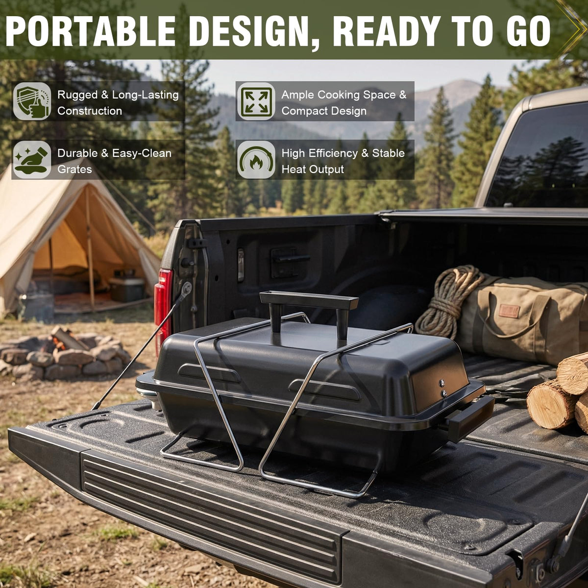 Portable Propane Gas Grill with Foldable Legs S98217