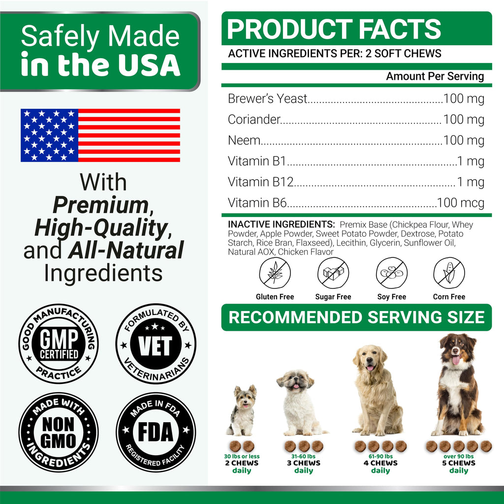 Natural Oral Flea and Tick Prevention for Dogs, 170 Chews I958