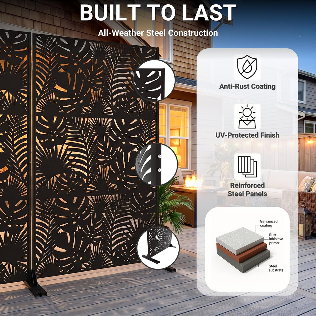 72in Laser Cut Steel Privacy Screen C886