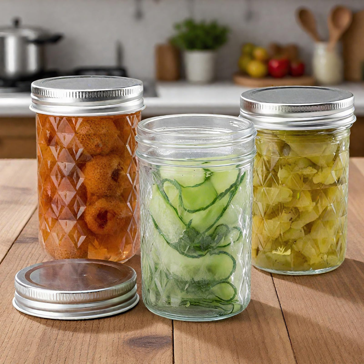 12oz Glass Mason Jars 6 Pack Airtight Lids E790435