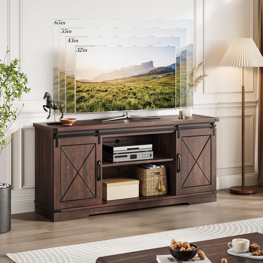 59 Inch TV Stand with Sliding Barn Doors N682145