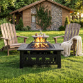 32 Inch Black Wrought Iron Wood Burning Fire Pit U963948