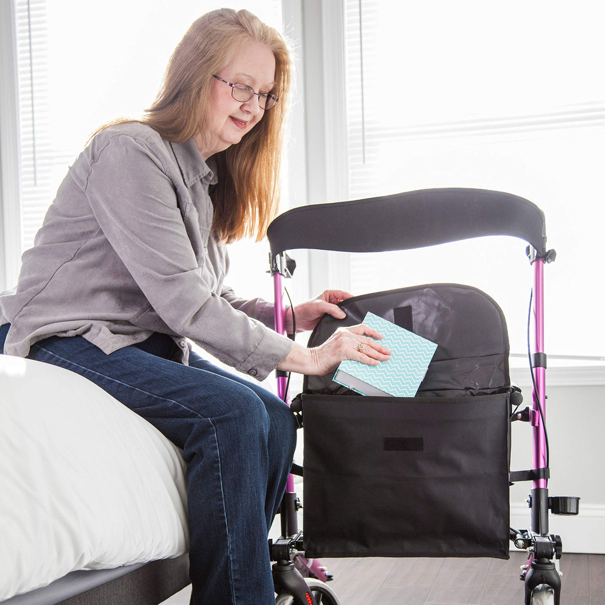 Adjustable Rollator with Seat and Backrest E422